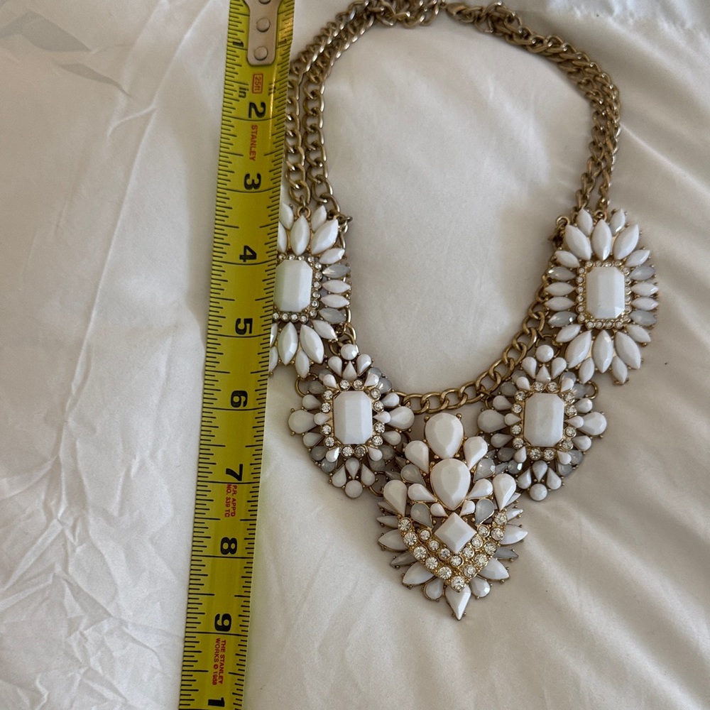 White and Gold Statement Necklace